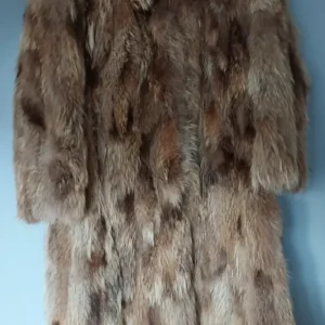 Buy Vintage Russian Fur Coat Jacket in Canada, Vintage brown fur coat with full-length sleeves and plush fur collar hanging on a hanger, for sale in Canada