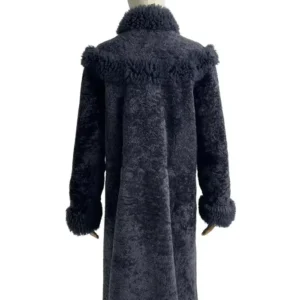 buy Vintage sheepskin coat in Canada, Black sheepskin coat with fur collar and cuffs for winter