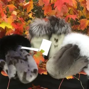 Sealskin Mittens with Fox Fur Trim