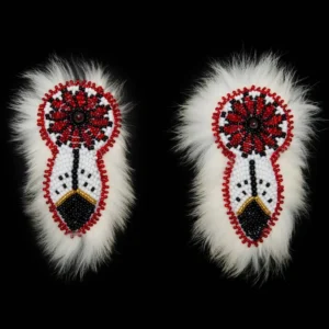 Beaded Barrettes Pairs with Rabbit Fur.
