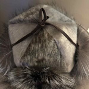 Sealskin Hat with Silver Fox Fur Trim