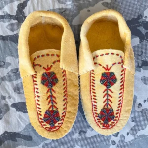 Native Tanned Moccasins with Beadwork