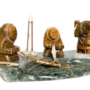 Soapstone Three Inuit Fishermen